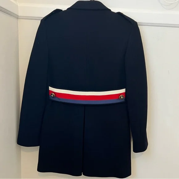 Gucci Dark Navy BlueWool Coat with Back strap - Picture 8 of 14